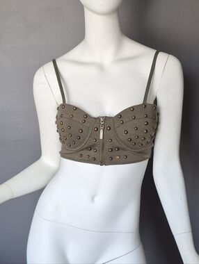 Boohoo Olive Studded Bustier Bralette
